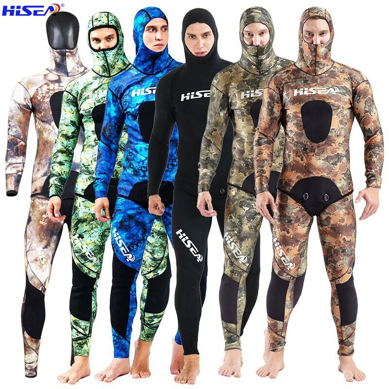 HISEA 3mm Camouflage Open Cell Freediving or Spearfishing Wetsuit – The  Deep Deep Blue supplies