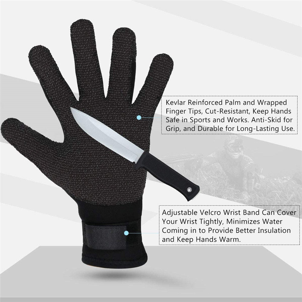 XUKER 3mm Neoprene Cut Resistant Diving Gloves – The Deep Deep Blue supplies