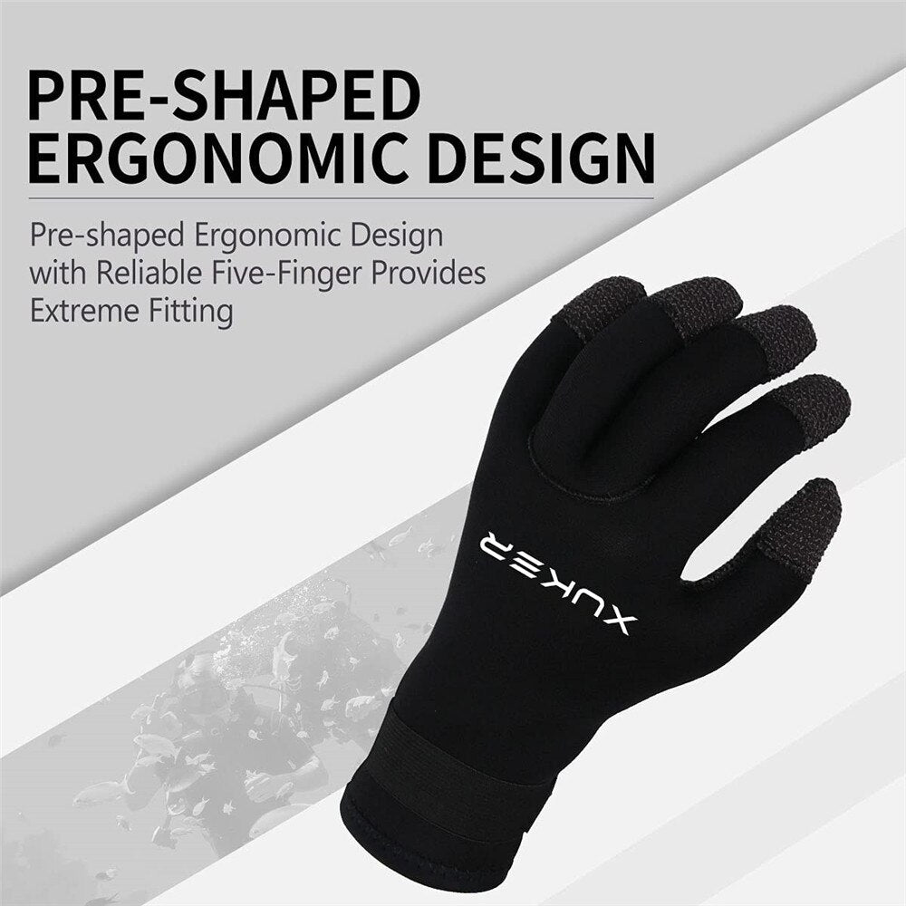XUKER Water Gloves, 3mm & 5mm Neoprene Five Finger Warm Wetsuit Winter  Gloves for Scuba Diving Snorkeling Paddling Surfing Kayaking Canoeing